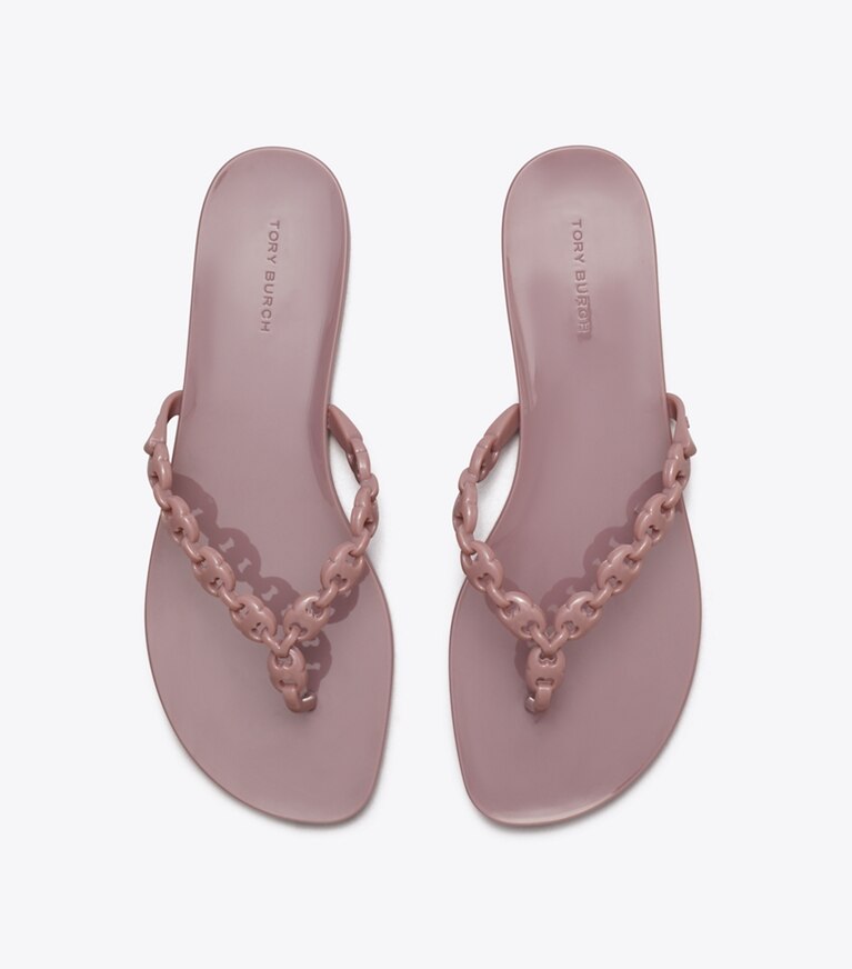 Tory Burch diseñador sandalias Chanclas con eslabones Gemini Link Jelly en LIGHT MAUVE vista superior