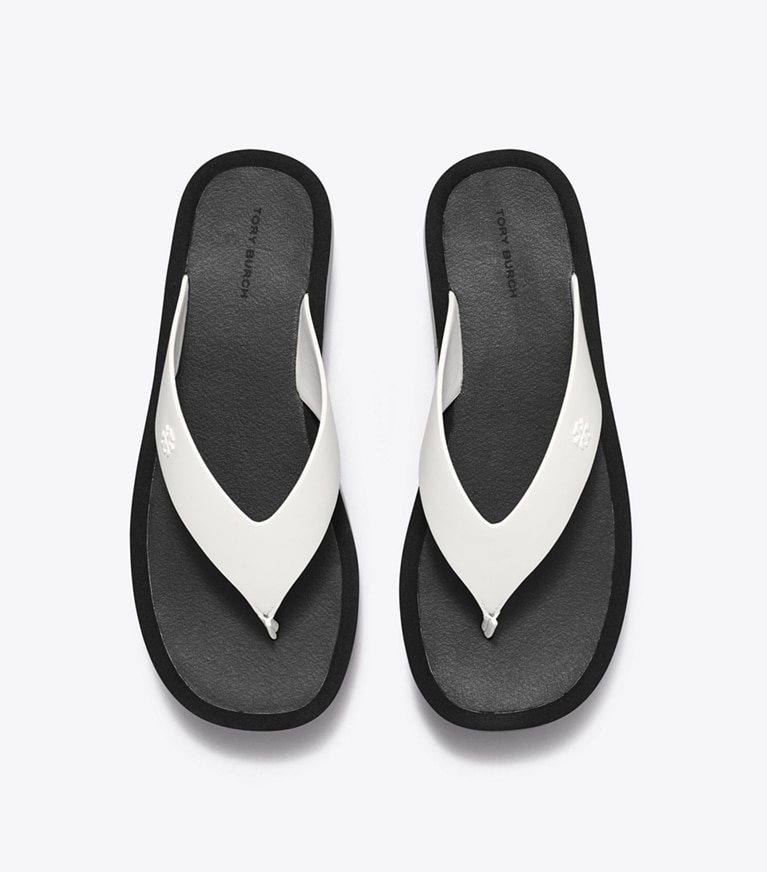 Tory Burch diseñador sandalias Chanclas con plataforma en OPTIC WHITE / BLACK vista superior