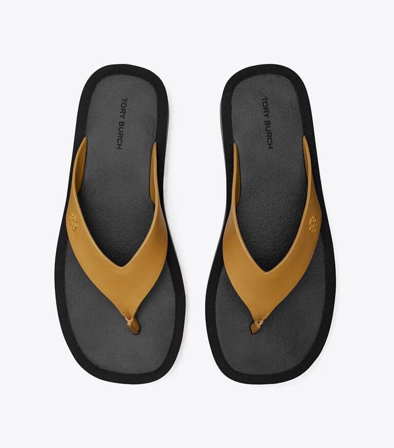 Tory Burch diseñador sandalias Chanclas con plataforma en GINGER SHORTBREAD / BLACK vista superior
