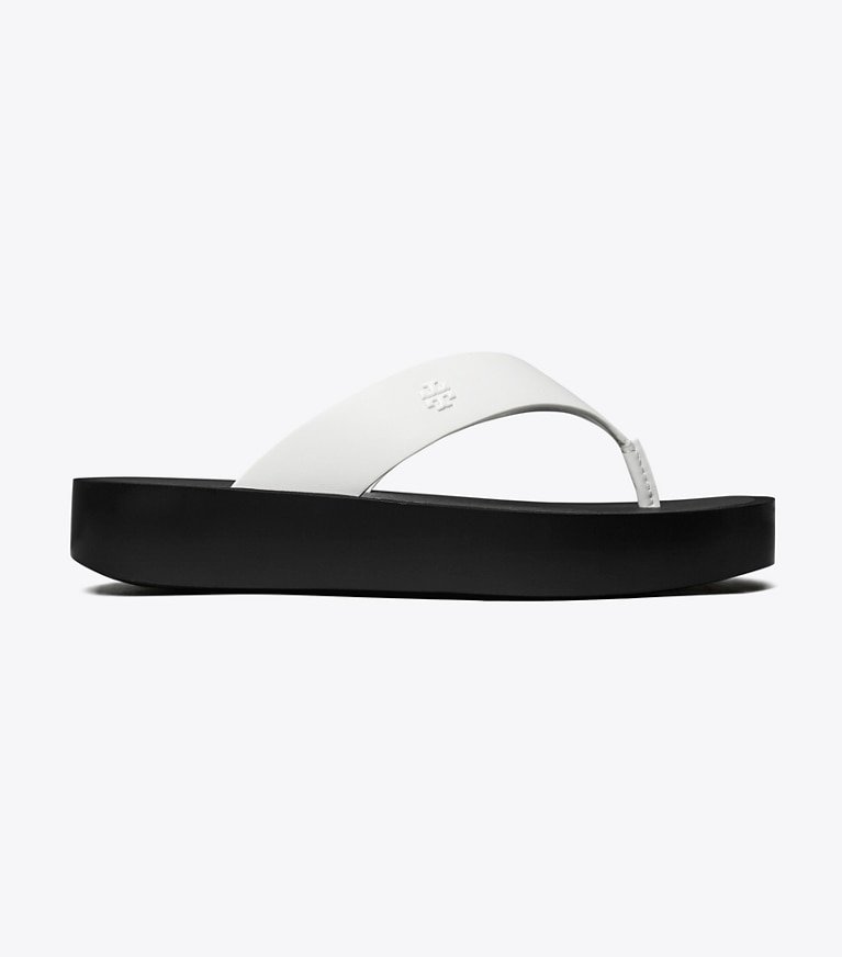 Tory Burch diseñador sandalias Chanclas con plataforma en OPTIC WHITE / BLACK lateral