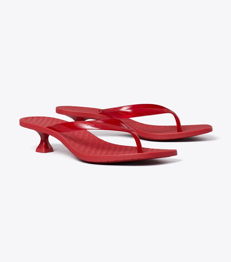 Tory Burch diseñador sandalias Chanclas con tacón Jelly en TOUCAN RED / TOUCAN RED ángulo