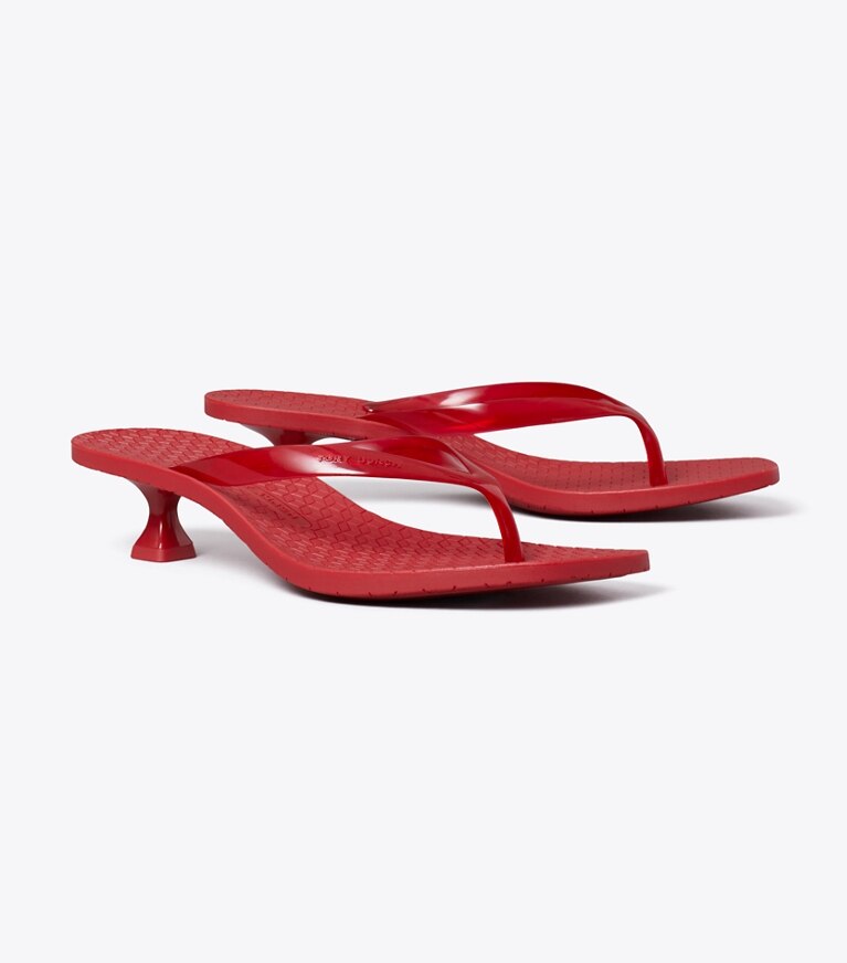 Tory Burch diseñador sandalias Chanclas con tacón Jelly en TOUCAN RED / TOUCAN RED ángulo