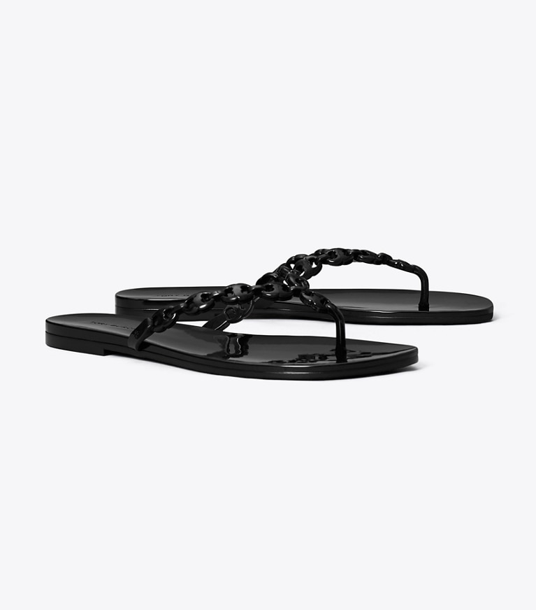 Tory Burch diseñador sandalias Chanclas Gemini Link de goma en BLACK ángulo