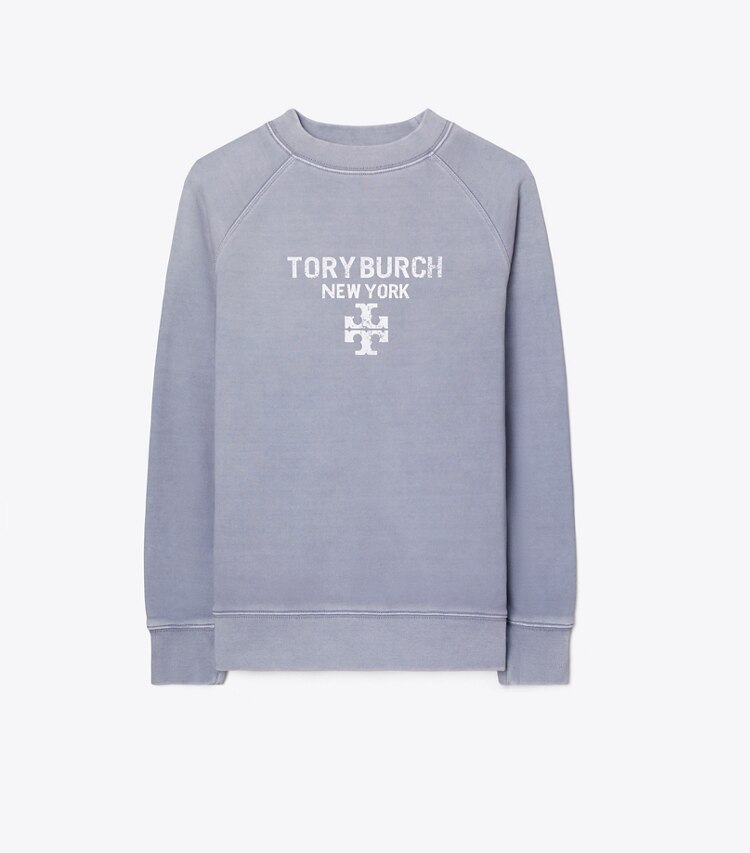 Tory Burch designer sweaters Chandail en coton effet usé dans VAPOR BLUE de face