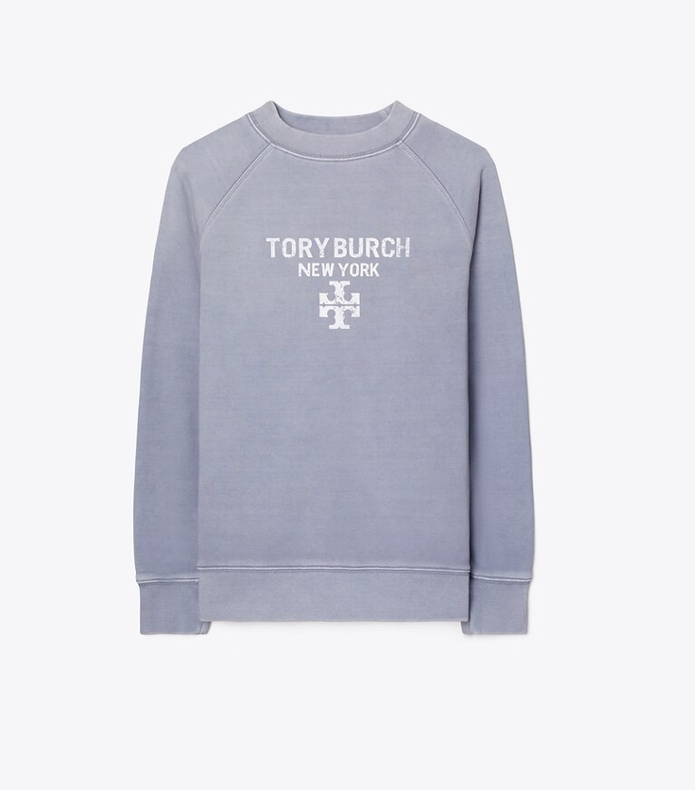 Tory Burch designer sweaters Chandail en coton effet usé dans VAPOR BLUE de face