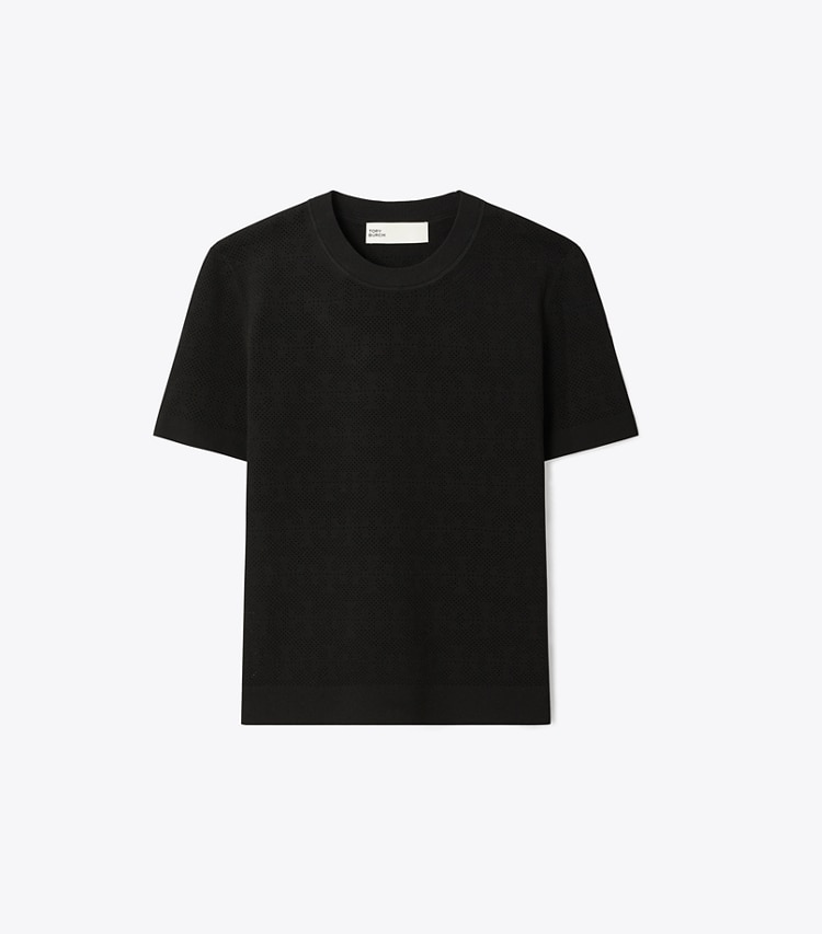 Tory Burch designer sweaters Chandail en jacquard T Monogram dans Black de face