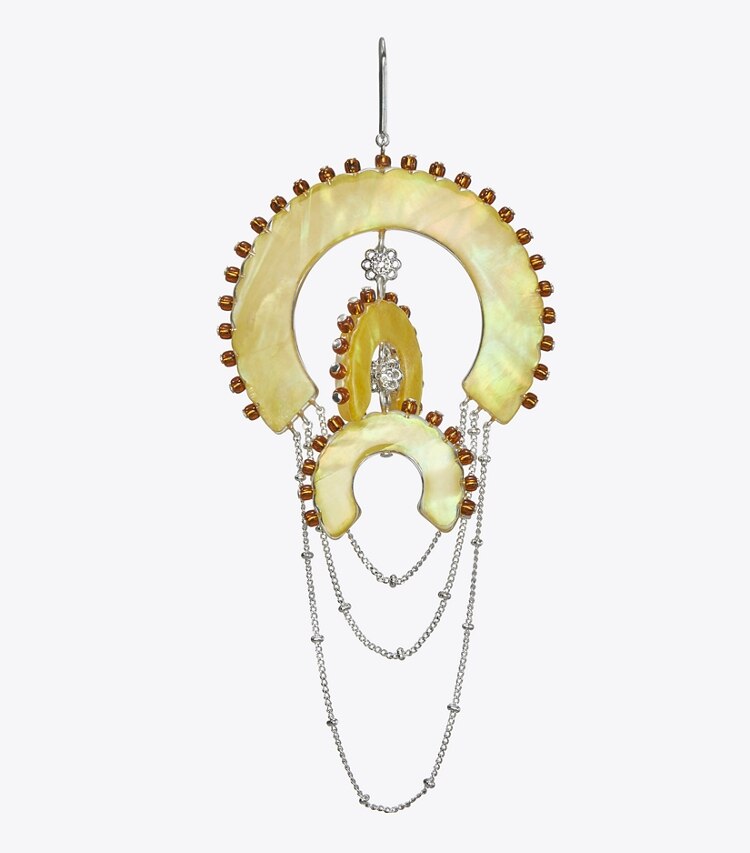 Tory Burch designer ohrringe Chandelier-Ohrringe mit Kunstharz und Perlen in Antique Light Silver / Yellow detail