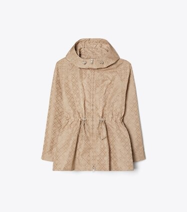 Tory Burch diseñador chaquetas Chaqueta ajustada de Jacquard con monograma T en Beige T Monogram frente