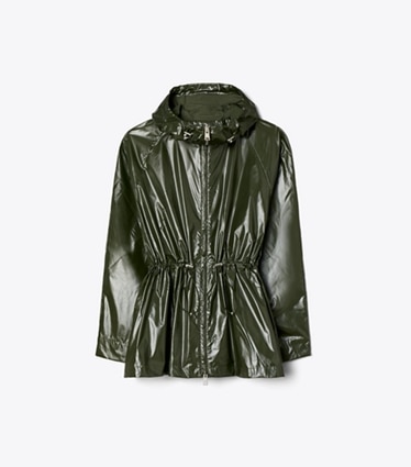 Tory Burch diseñador chaquetas Chaqueta ajustada de nailon en Olive Green frente