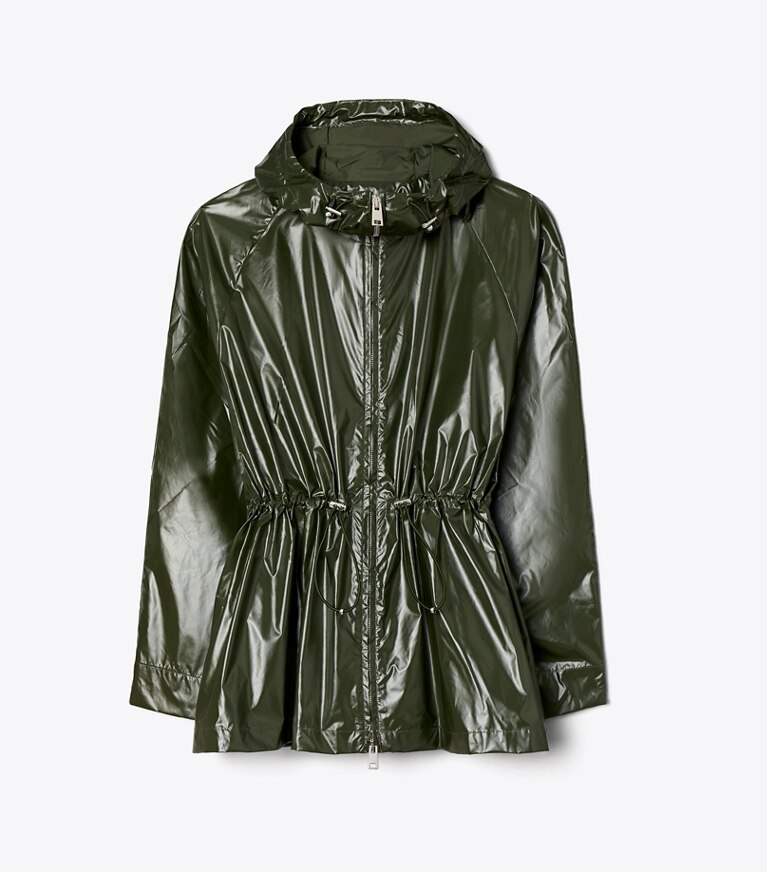 Tory Burch diseñador chaquetas Chaqueta ajustada de nailon en Olive Green frente