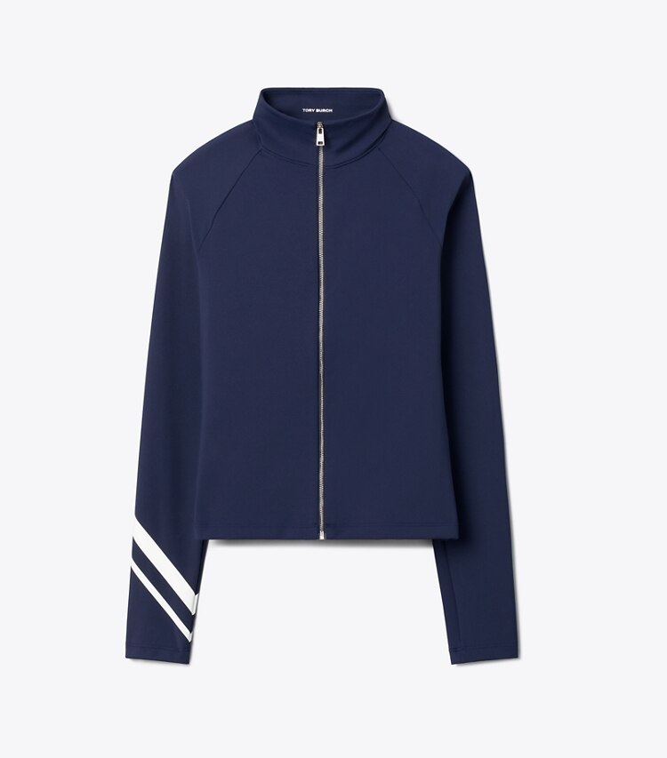 Tory Burch diseñador tops Chaqueta con cierre completo Chevron en TORY NAVY frente