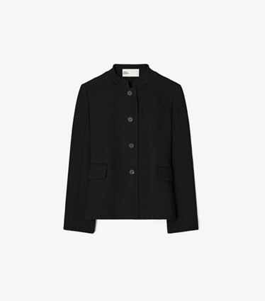 Tory Burch diseñador chaquetas Chaqueta de crepé de viscosa y algodón en BLACK frente