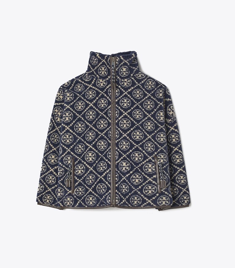 Tory Burch diseñador abrigos Chaqueta de forro polar T Monogram en Medium Navy frente