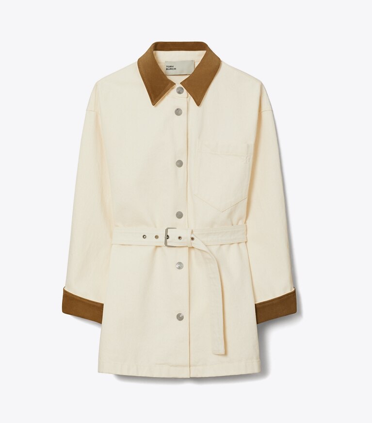 Tory Burch diseñador chaquetas Chaqueta de mezclilla abotonada en Beige adicional