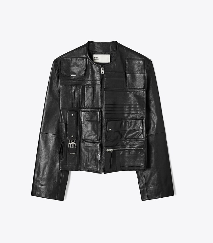 Tory Burch diseñador chaquetas Chaqueta de piel Handbag en Black frente