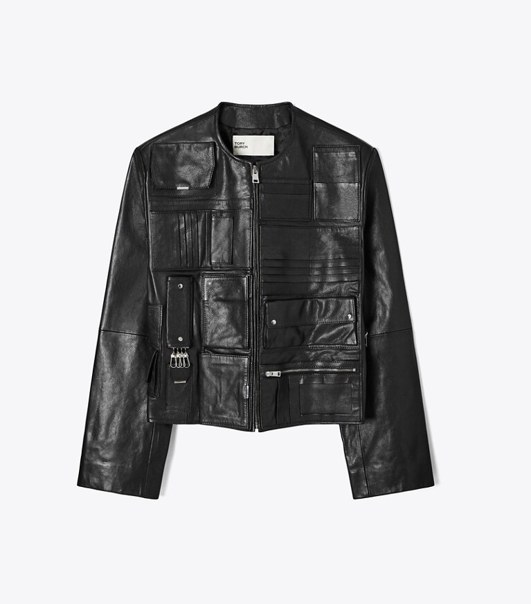 Tory Burch diseñador chaquetas Chaqueta de piel Handbag en Black frente