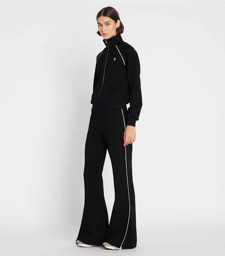 Tory Sport diseñador chaquetas Chaqueta deportiva de crepé en Black frente en modelo