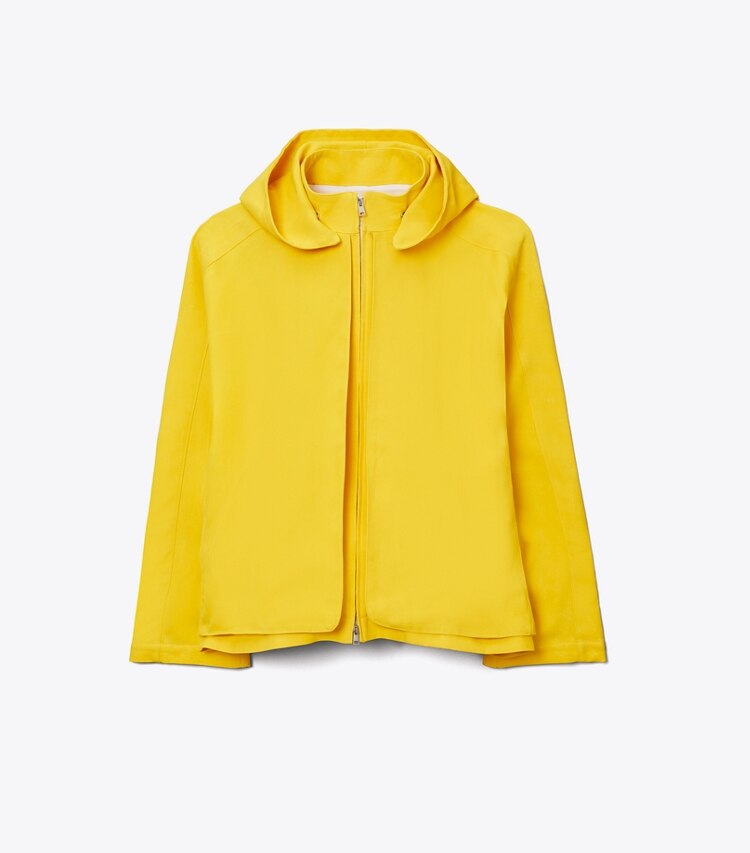 Tory Burch diseñador chaquetas Chaqueta extragrande de lona encerada en Banana frente