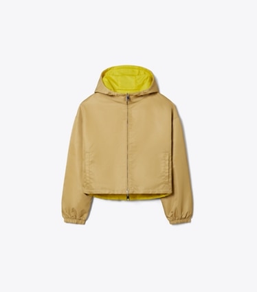 Tory Burch diseñador chaquetas Chaqueta recortada reversible de nailon en Green / Lemon frente