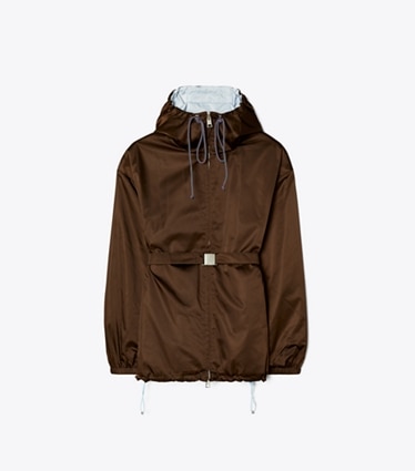 Tory Burch diseñador chaquetas Chaqueta reversible en Dark Roast / Cool Mist frente
