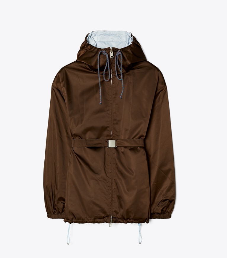 Tory Burch diseñador chaquetas Chaqueta reversible en Dark Roast / Cool Mist frente