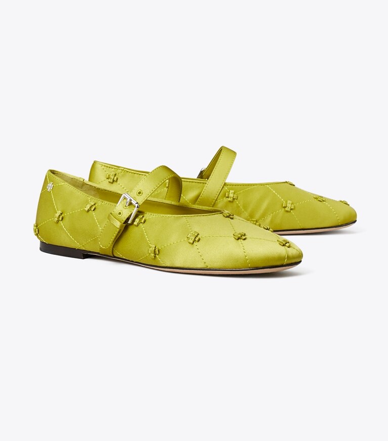 Tory Burch designer mocassins Charles IX Bunny Knot dans VIBRANT GREEN angle