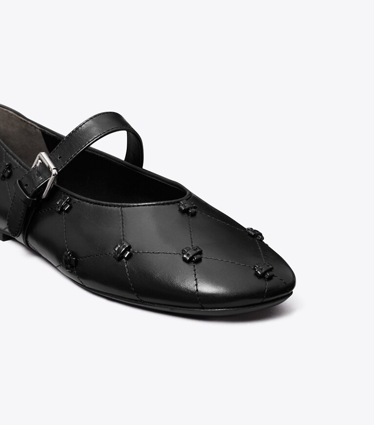 Tory Burch designer mocassins Charles IX Bunny Knot dans BLACK / BLACK détails