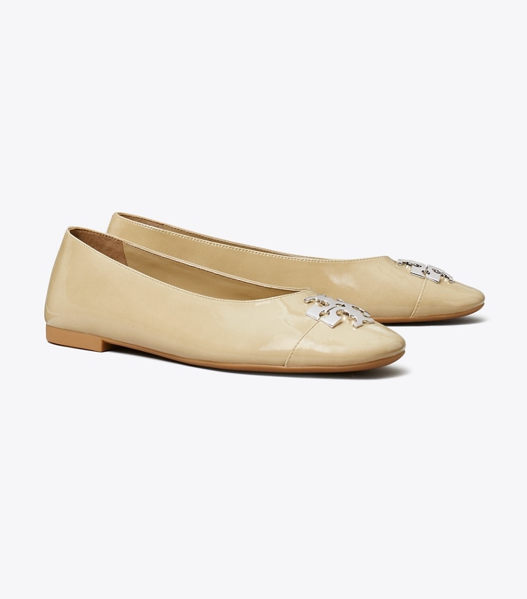 Tory Burch designer flats Charlie Ballet in PALO SANTO / PALO SANTO / SILVER angle