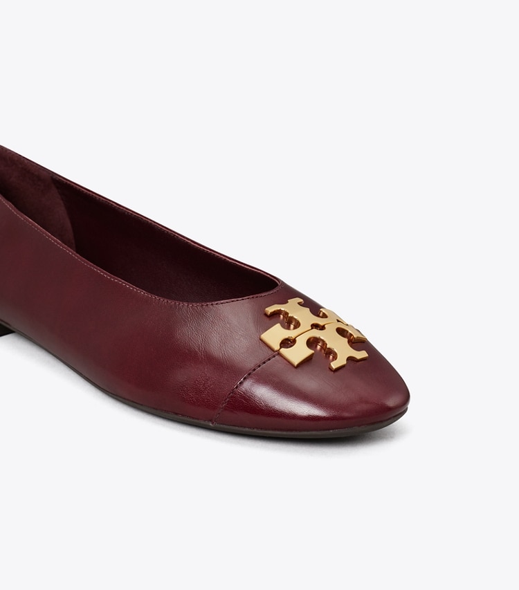 Tory Burch designer flats Charlie Ballet in MERLOT / GOLD detail