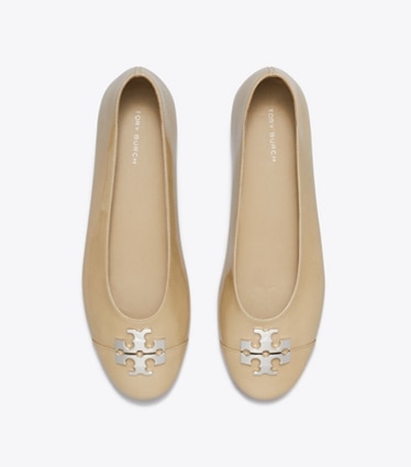 Tory Burch designer flats Charlie Ballet in PALO SANTO / PALO SANTO / SILVER overhead