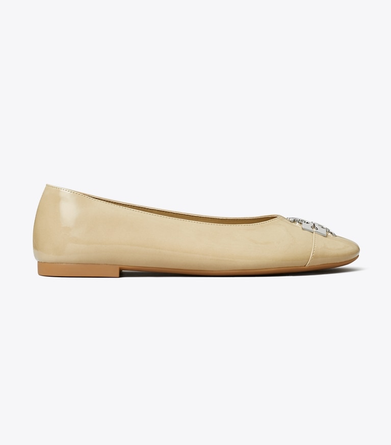 Tory Burch designer flats Charlie Ballet in PALO SANTO / PALO SANTO / SILVER side
