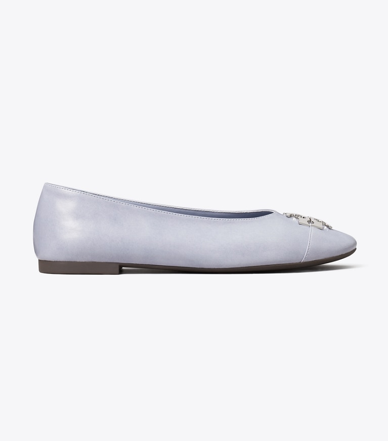 Tory Burch designer flats Charlie Ballet in VAPOR BLUE / SILVER side