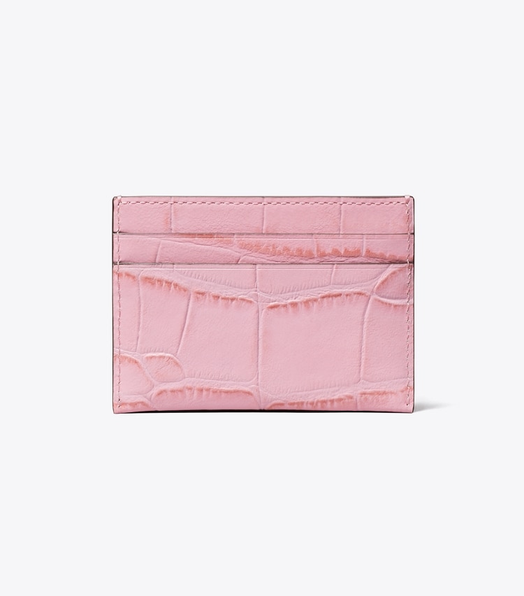 Tory Burch designer card cases Charlie Croc-Embossed Card Case in Rose Sunset back