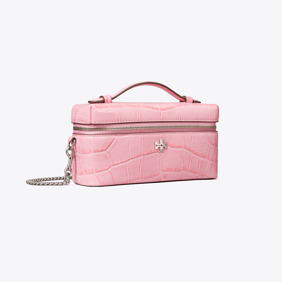 Tory Burch ピンク ショルダーバッグ 50768 Charlie Croc-Embossed East-West Vanity Case: Women's Designer