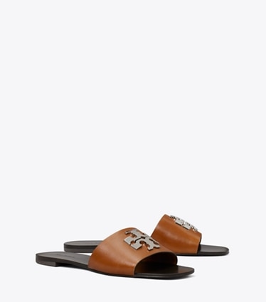 Tory Burch designer sandals Charlie Cuoio Slide in CLASSIC CUOIO angle