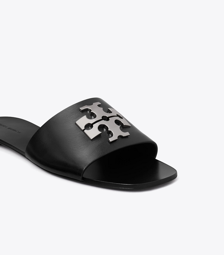 Tory Burch designer sandals Charlie Cuoio Slide in PERFECT BLACK detail