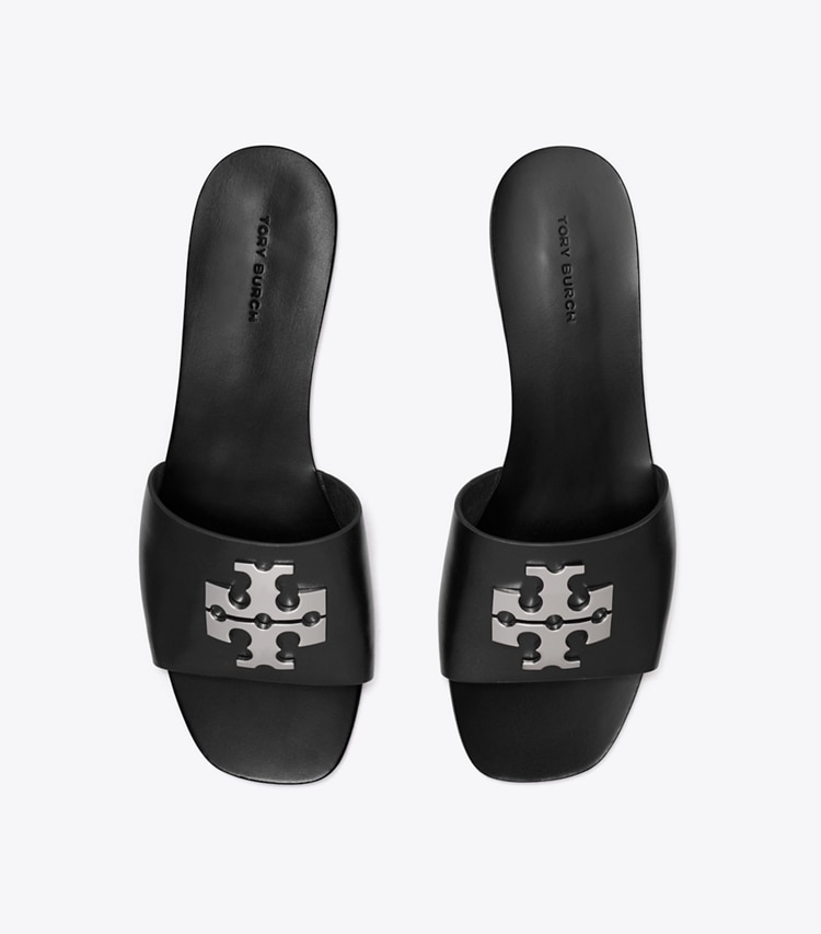 Tory Burch designer sandals Charlie Cuoio Slide in PERFECT BLACK overhead