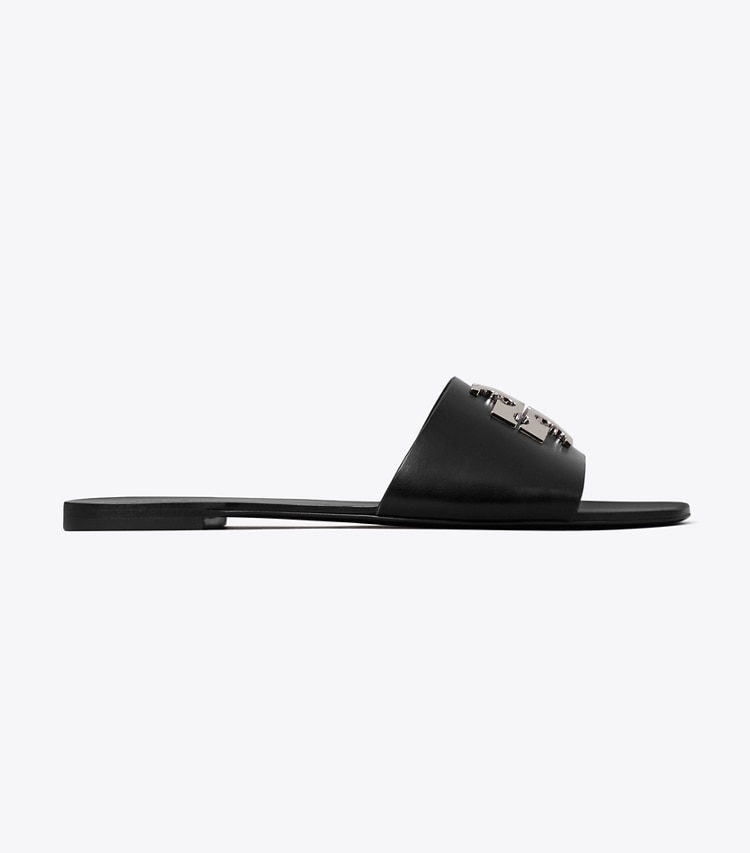 Tory Burch designer sandals Charlie Cuoio Slide in PERFECT BLACK side