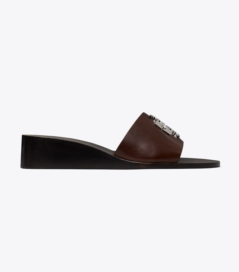 Tory Burch designer sandals Charlie Cuoio Wedge Sandal in DARK BROWN side