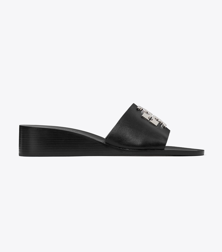 Tory Burch designer sandals Charlie Cuoio Wedge in PERFECT BLACK side