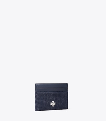 Tory Burch designer card cases Charlie Denim Card Case in Midnight angle