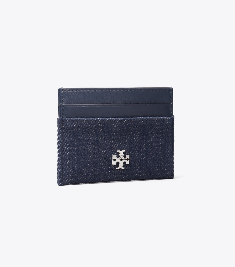 Tory Burch designer card cases Charlie Denim Card Case in Midnight angle