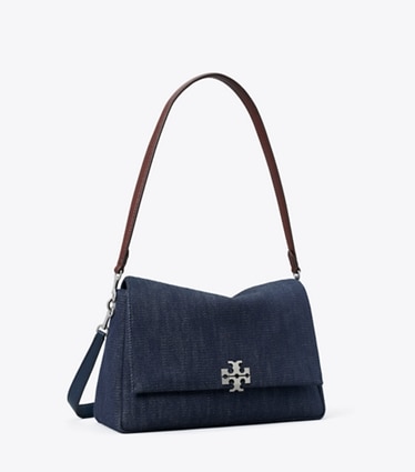Tory Burch designer shoulder bags Charlie Denim Shoulder Bag in Midnight angle