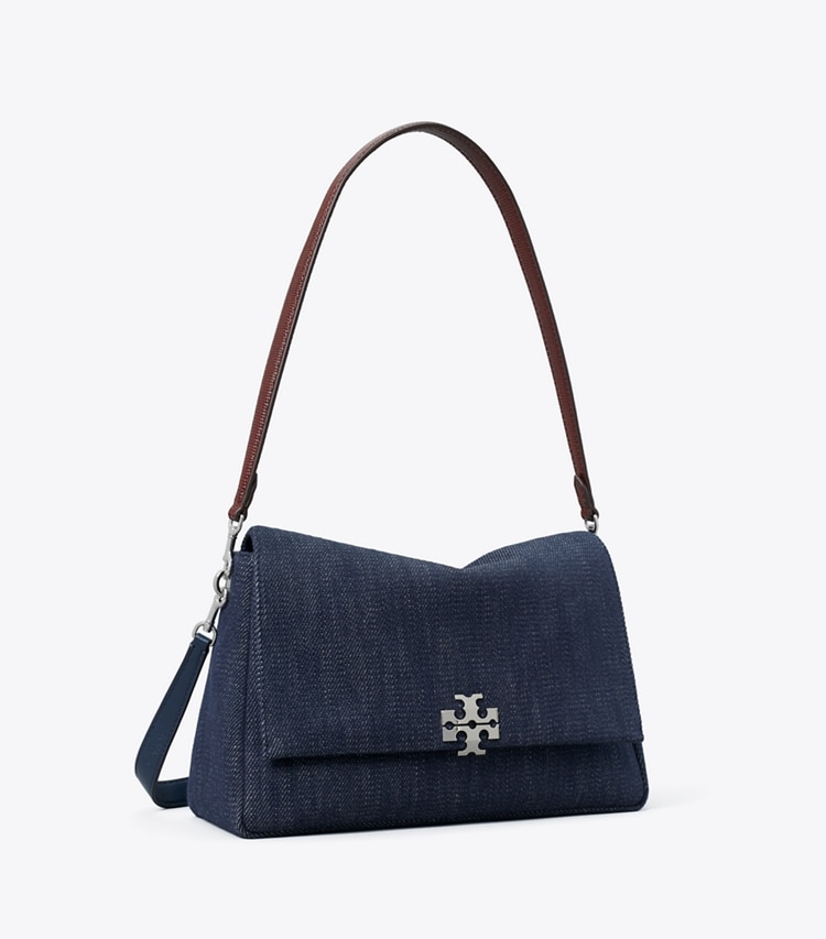 Tory Burch designer shoulder bags Charlie Denim Shoulder Bag in Midnight angle