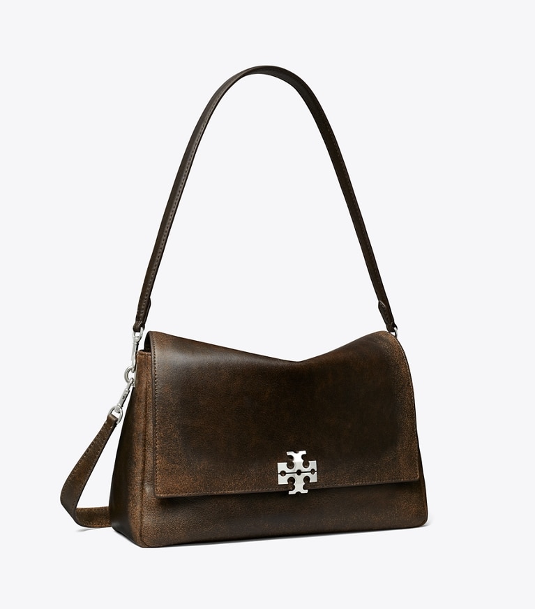 Tory Burch designer ショルダーバッグ チャーリー ディストレスト ショルダーバッグ in New Barley/ Dark Roast angle