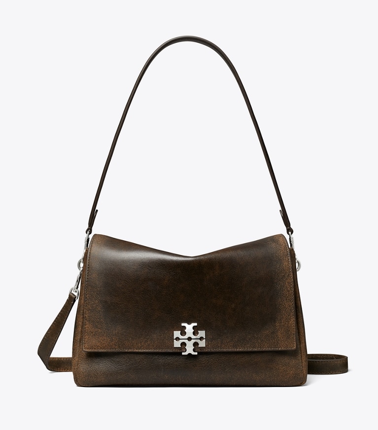 Tory Burch designer ショルダーバッグ チャーリー ディストレスト ショルダーバッグ in New Barley/ Dark Roast front
