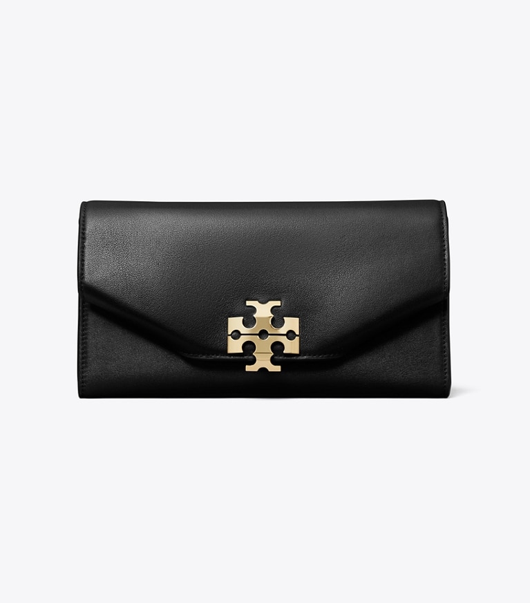 Tory Burch designer clutches Charlie Envelope Clutch in Black front