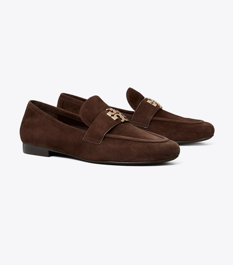 Tory Burch designer フラット チャーリー ローファー ワイド in DARK COCOA / GOLD angle