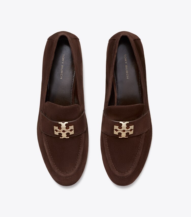 Tory Burch designer フラット チャーリー ローファー ワイド in DARK COCOA / GOLD オーバーヘッド