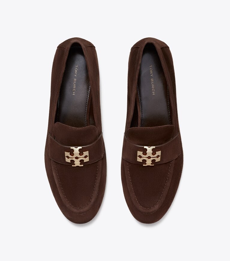 Tory Burch designer フラット チャーリー ローファー ワイド in DARK COCOA / GOLD オーバーヘッド